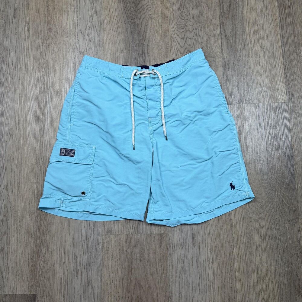 Polo Ralph Lauren Swim Shorts Mens Medium Blue Pony Lined Drawstring Trunks